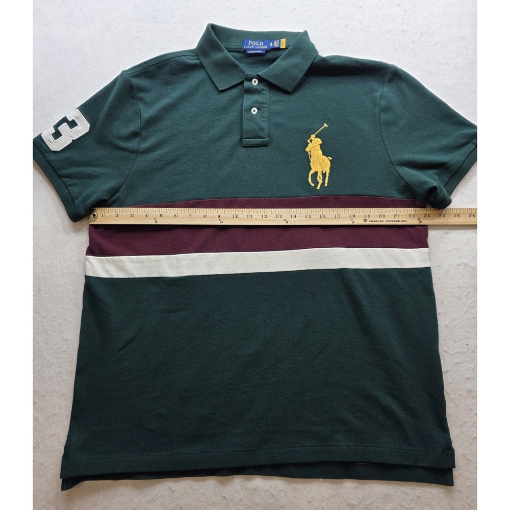 Polo Ralph Lauren Men's Green w Big Yellow Pony Short Sleeve Polo Shirt. Size XL - Picture 4 of 8